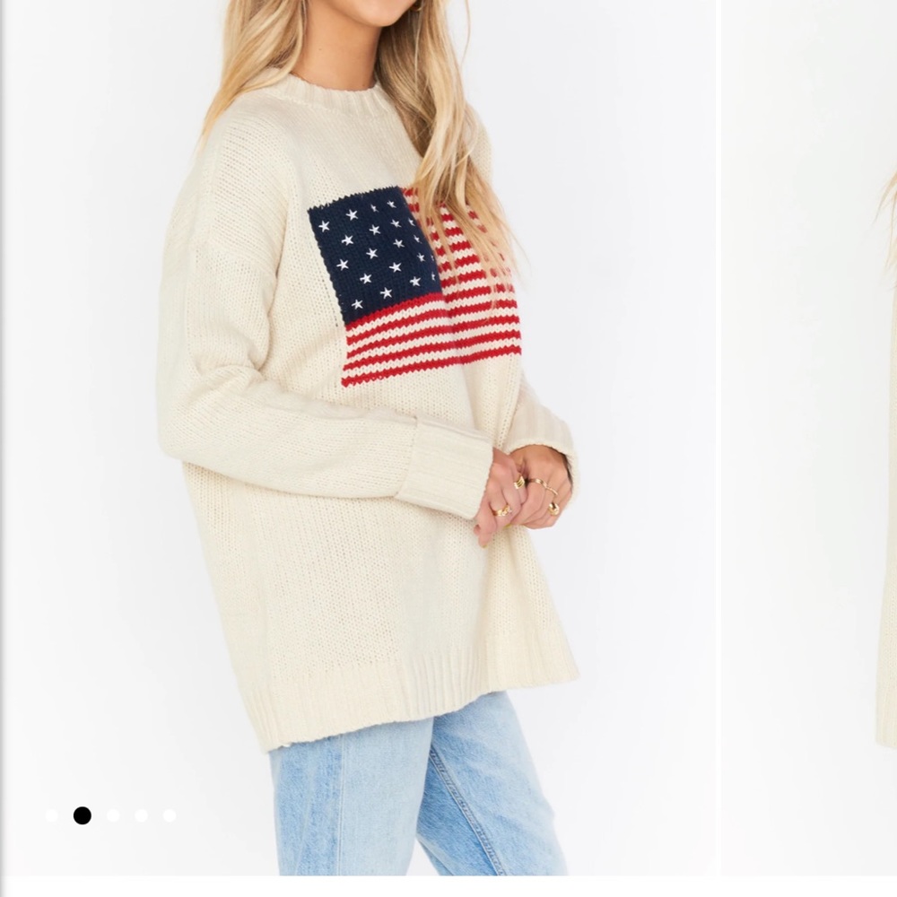Show Me Your MuMu Fireside Cream American Flag Sweater XL - Picture 2 of 9